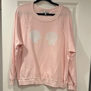 Wildfox Light Pink Shell Graphic Sweater